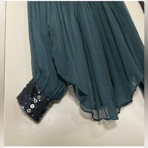 Free People sheer long-sleeve top with sequin dream cuff - Picture 2 of 4